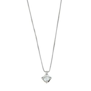 Collana oro bianco punto luce con diamante