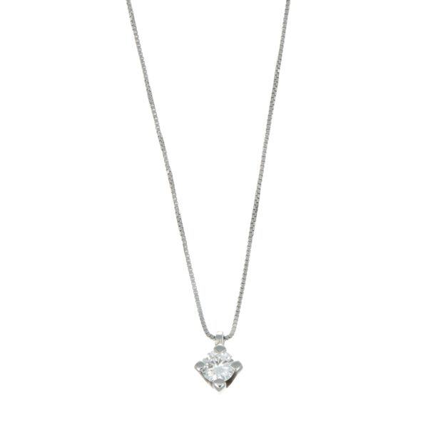 Collana oro bianco punto luce con diamante