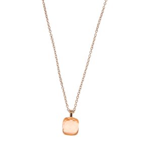 Collana argento rosato con ciondolo pietra quadrata morganite gioia vera