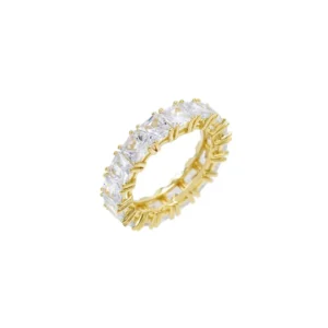 Anello in argento  con bagno in oro giallo e pietre taglio princess laura p