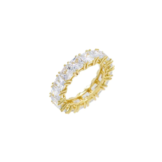 Anello in argento  con bagno in oro giallo e pietre taglio princess laura p