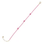 Bracciale argento con bagno in oro giallo tennis e pietre taglio cuore  di colore fucsia laura p