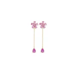 Orecchini argento  con bagno oro giallo fiore con zirconi fucsia laura p