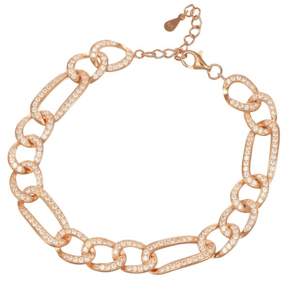 Bracciale argento rosato con zirconi bianchi gioia vera