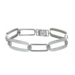 Bracciale argento catena ovale con zirconi bianchi gioia vera