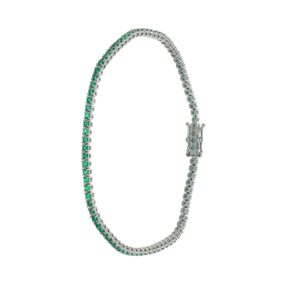 Bracciale oro bianco tennis con smeraldi