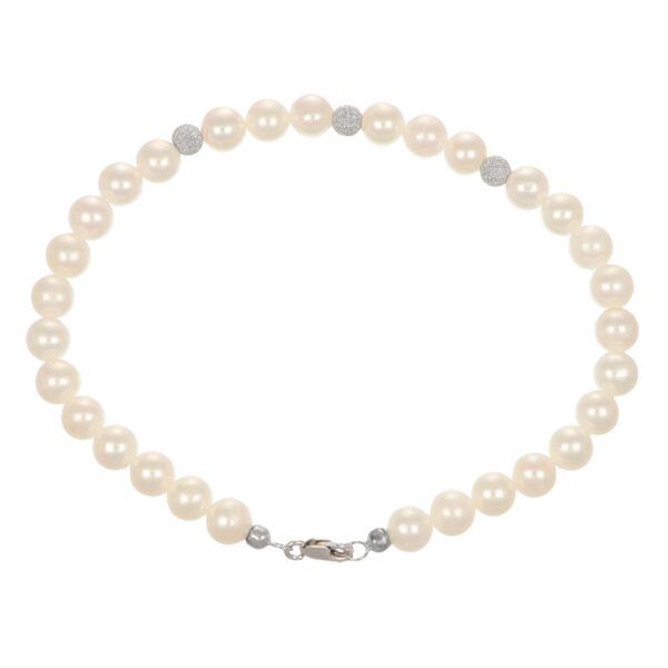 Bracciale con sfere satinate in oro e chiusura oro bianco kioto
