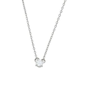 Collana oro bianco punto luce con diamante