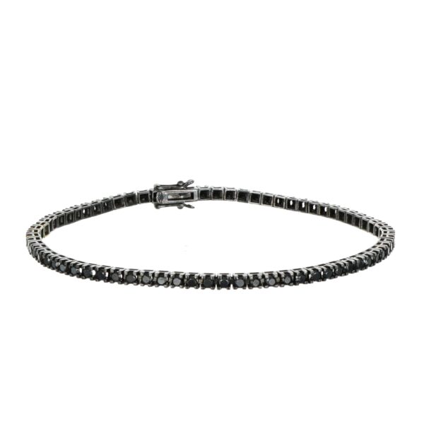 Bracciale tennis oro brunito con diamanti neri