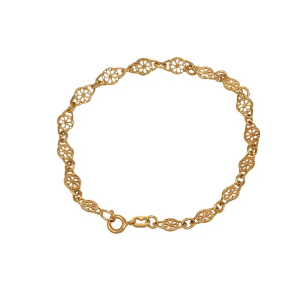 Bracciale oro giallo lucido satinato con fiorellini