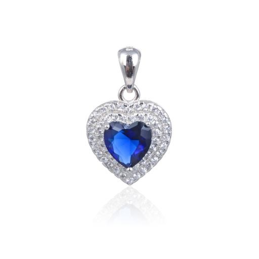 Ciondolo argento cuore con zirconi