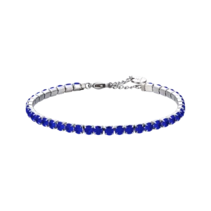 Bracciale in acciaio uomo con cristalli blu