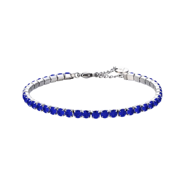 Bracciale in acciaio uomo con cristalli blu