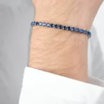 Bracciale in acciaio uomo con cristalli blu