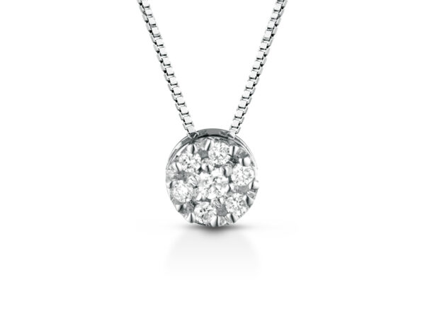 Collana oro bianco  con ciondolo diamanti