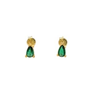 Orecchini  argento con bagno oro goccia verde Laura P