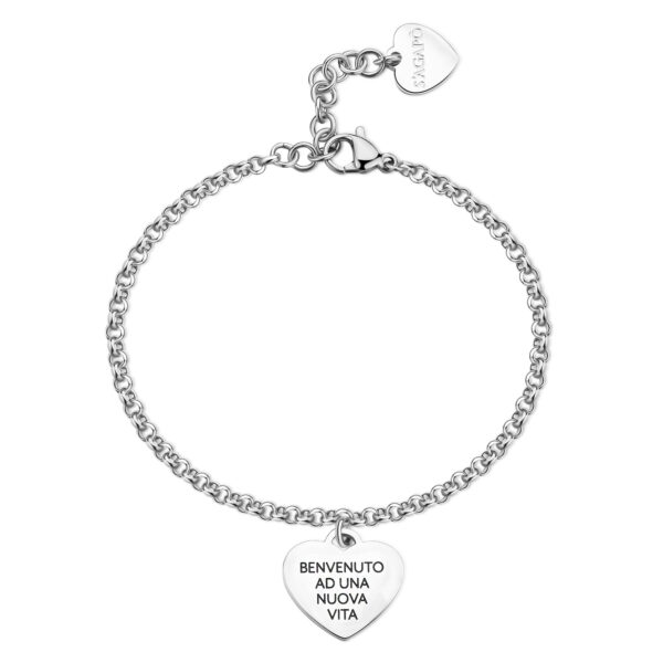 Bracciale acciaio  con ciondolo cuore scritta it is a boy sagapo