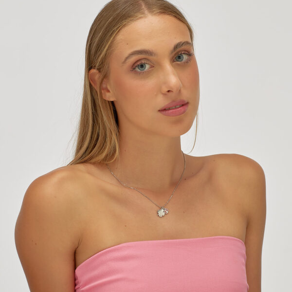 Collana acciaio con ciondolo quadrifoglio e coccinella sagapo