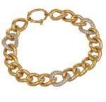 Bracciale oro giallo catena con zirconi