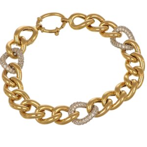 Bracciale oro giallo catena con zirconi