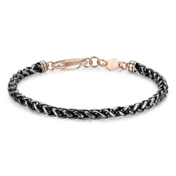 BRACCIALE RIPPLE IN ACCIAIO, PVD GUN BRUNITO E PVD