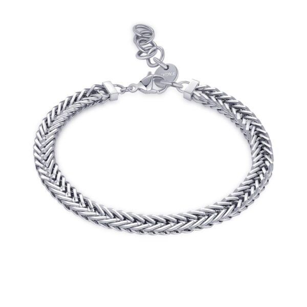 BRACCIALE RIPPLE IN ACCIAIO, CATENA GRUMETTA INTRECCIATA