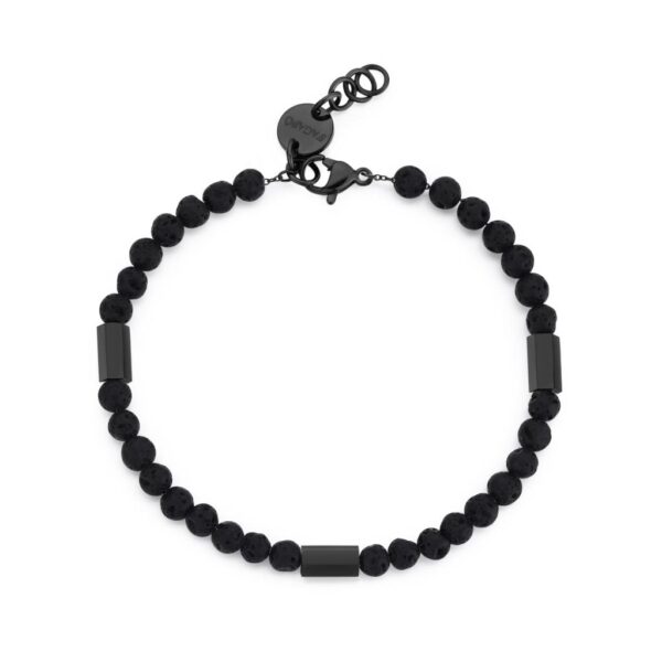BRACCIALE RIOT IN ACCIAIO, PVD GUN E LAVA STONE