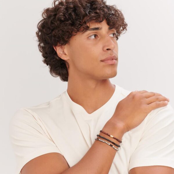 BRACCIALE RIOT IN ACCIAIO, PVD GUN E LAVA STONE