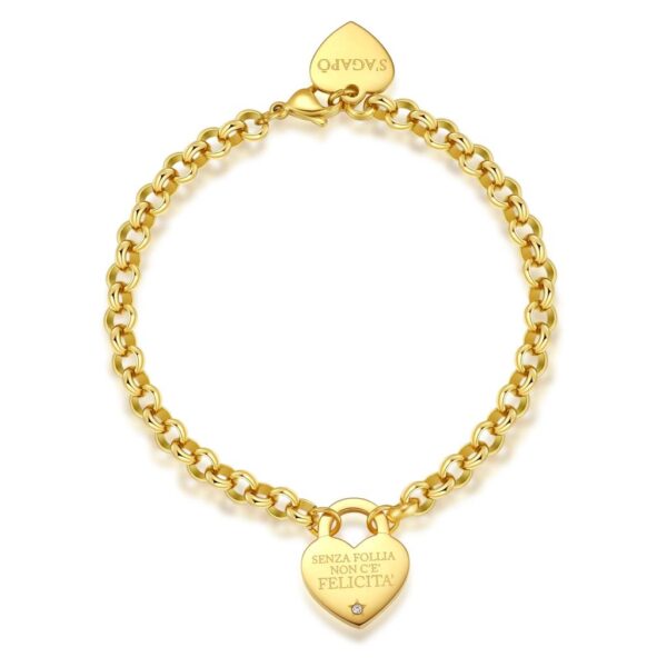 BRACCIALE BE MY ALWAYS IN ACCIAIO, PVD ORO E CRISTALLI