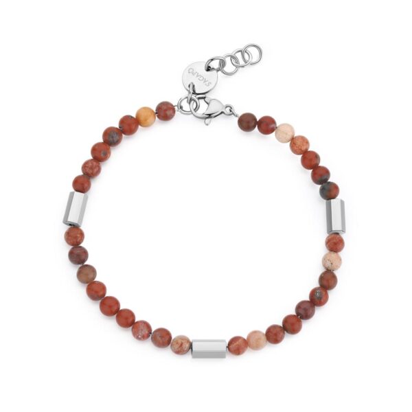 BRACCIALE RIOT IN ACCIAIO E DIASPRO ROSSO