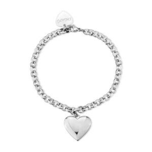 BRACCIALE STELLAR IN ACCIAIO 316L, CON PENDENTE A FORMA DI CUORE