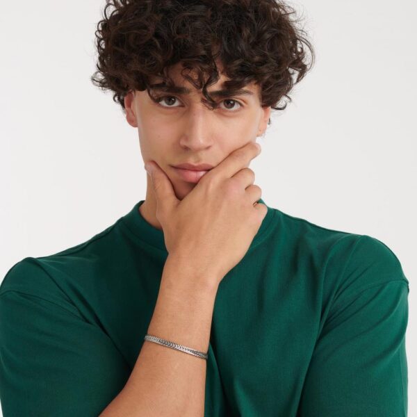 BRACCIALE RIPPLE IN ACCIAIO, CATENA GRUMETTA INTRECCIATA