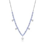 COLLANA GLINT  IN ACCIAIO 316L, SFERE IN VETRO BLUE PENDENTE A FORMA DI TARTARUGA