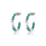 ORECCHINI GLINT  IN ACCIAIO 316L, SFERE IN VETRO VERDE E PERLE