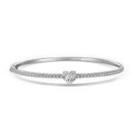 Bracciale argento rigido tennis con cuore