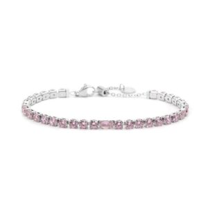 BRACCIALE ACCIAIO TENNIS CON ZIRCONI ROSA