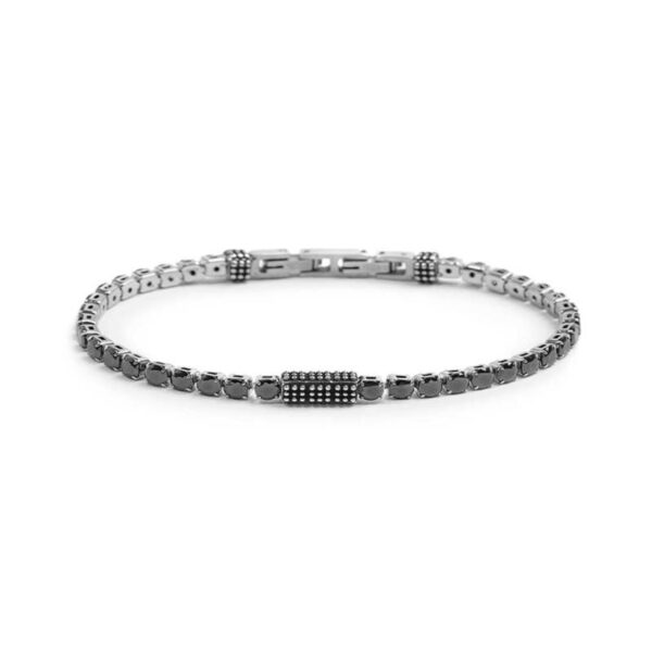 Bracciale catena tennis con zirconi neri 4mm