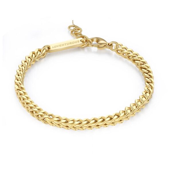 BRACCIALE RIPPLE IN ACCIAIO, PVD ORO, CATENA SPIGA QUADRATA