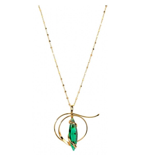 Collana argento dorato con pendente in ottone e cristalli andrea marazzini