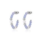 ORECCHINI GLINT  IN ACCIAIO 316L, SFERE IN VETRO BLU E PERLE
