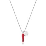 COLLANA FEELINGS  IN ACCIAIO 316L, CON QUADRIFOGLIO