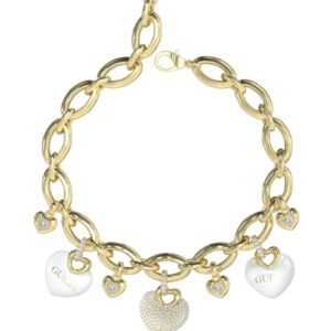 BRACCIALE ACCIAIO DORATI CON CIONDOLI CUORI SMALTATI E CON ZIRCONI