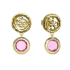 ORECCHINI ACCIAIO DORATI CON PENDENTI FUCHSIA