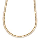 COLLANA ORO GIALLO TORCION E TENNIS CON ZIRC