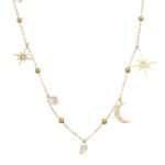 COLLANA ACCIAIO CON CIONDOLI LUNA E CRISTALLI
