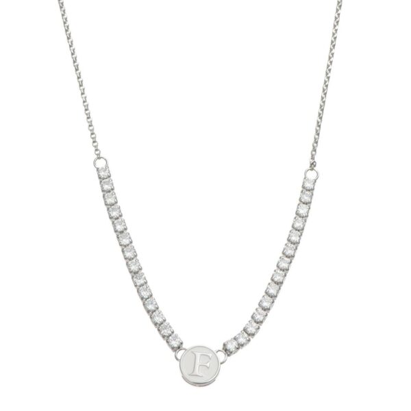 COLLANA ARGENTO CON ZIRCONI BIANCHI E LETTERA F