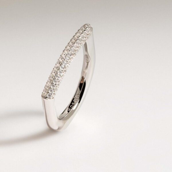ANELLO BIANCA ARGENTO 925/1000 RODIO E CZ BIANCHI
