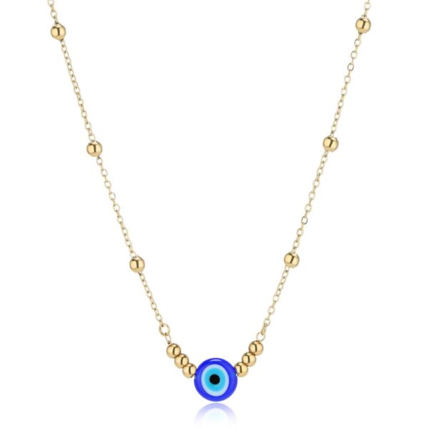 COLLANA ACCIAIO CON OCCHIO DI NAZAR CENTRALE
