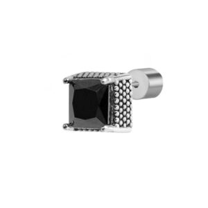 MONO ORECCHINO ACCIAIO CON ZIRCONE NERO 0,7 MM