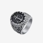 ANELLO UOMO SIGILLO IN ACCIAIO CON ANCORA - MISURA 19